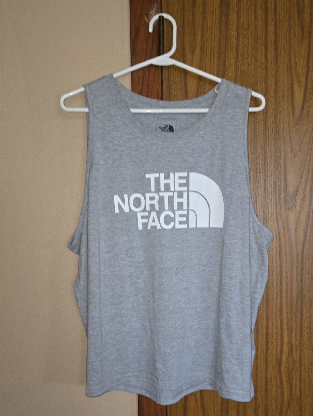 The North Face Gray Muscle Tank with White Logo